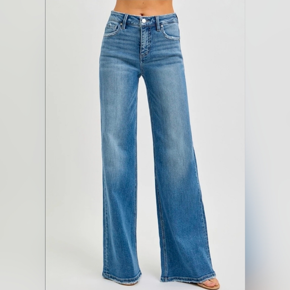 NWT! RISEN HIGH RISE TUMMY CONTROL WIDE LEG JEANS, 12/13 (31) - Picture 3 of 14